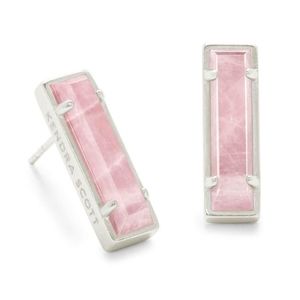 NWT - KS - Silver Stud Earrings in Rose Quartz